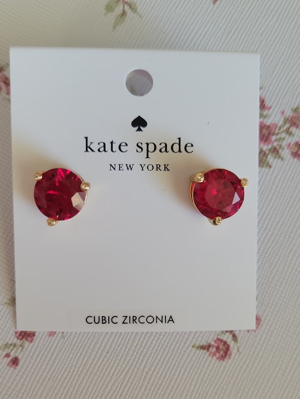 kate spade Hot Pink Round Crystal Stud Earrings